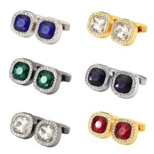 Men Luxury Crystal Rhinestone Cufflink Wedding Party High Grade Boxed Cuff Links