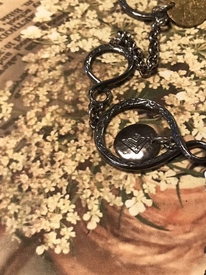 Collar Silpada N2150 plata de ley oxidada con discos de latón 38" nuevo Foto 3 de 4