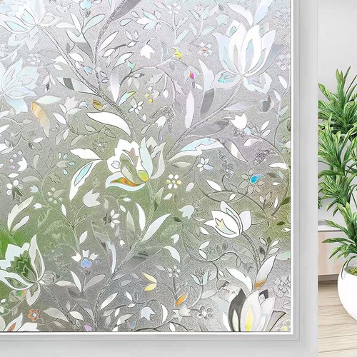 Home Bathroom Window Privacy Film Static Cling Stained Glass Sticker UV Blocking