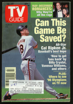 MAG: TV GUIDE 07/08/1995-CAL RIPKEN JR/CELEBS ON BASEBALL G