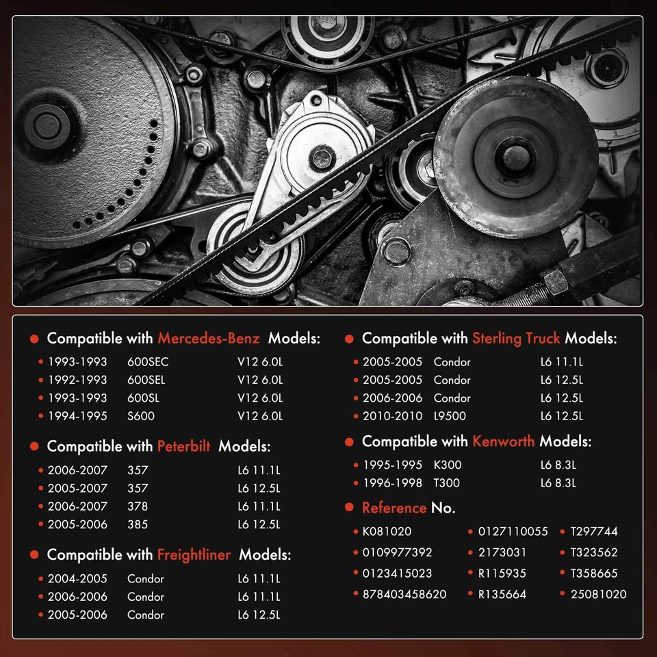 Correa serpentina 102 pulgadas para Mercedes-Benz 600SEC 600SL 1993 600SEL S600 Kenworth Foto 2 de 4