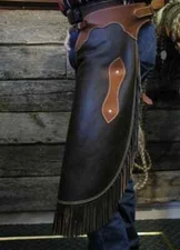 Men's Cowboy Chinks Chaps Handmade Fringes Leather Rodeo Western Riding Chaps