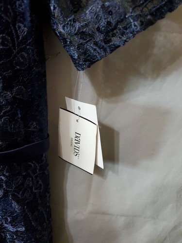 oleg cassini David's Bridal Mother Of Bride Formal Navy Dress Lace & Satin Sz 8 - Picture 5 of 12
