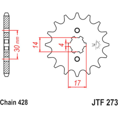 Zahnrad Ritzel 14Z Teilung 428 front sprocket 14tooth pitch FL K-Pipe Minicross