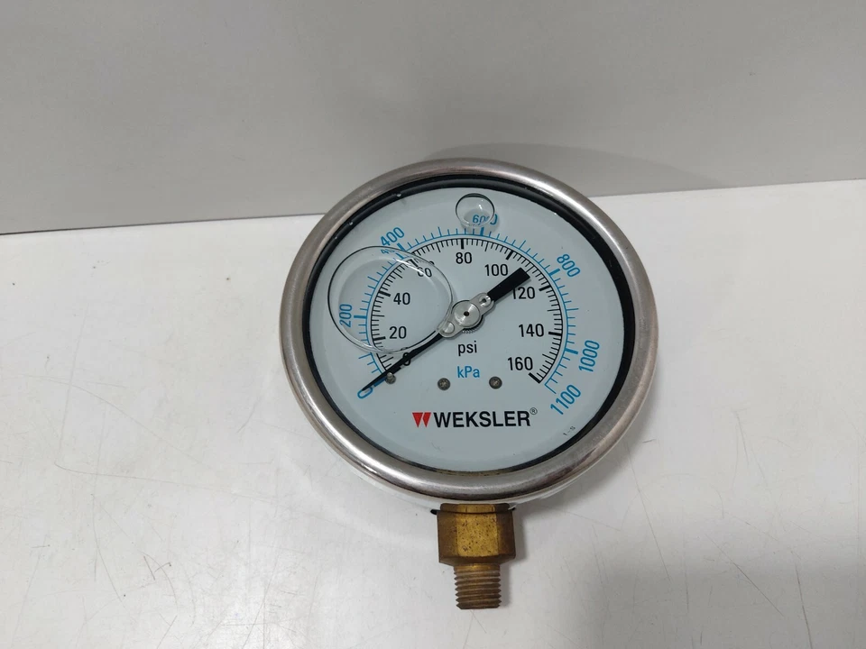 Weksler BY45YPG4LW Pressure Gauge 0-160 PSI 1/4" NPT - Image 3 of 4