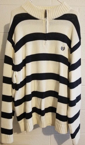 Chaps Ralph Lauren Heavy Cotton Half Zip Sweater Size XXLT White/Blue- pre own - Picture 6 of 8