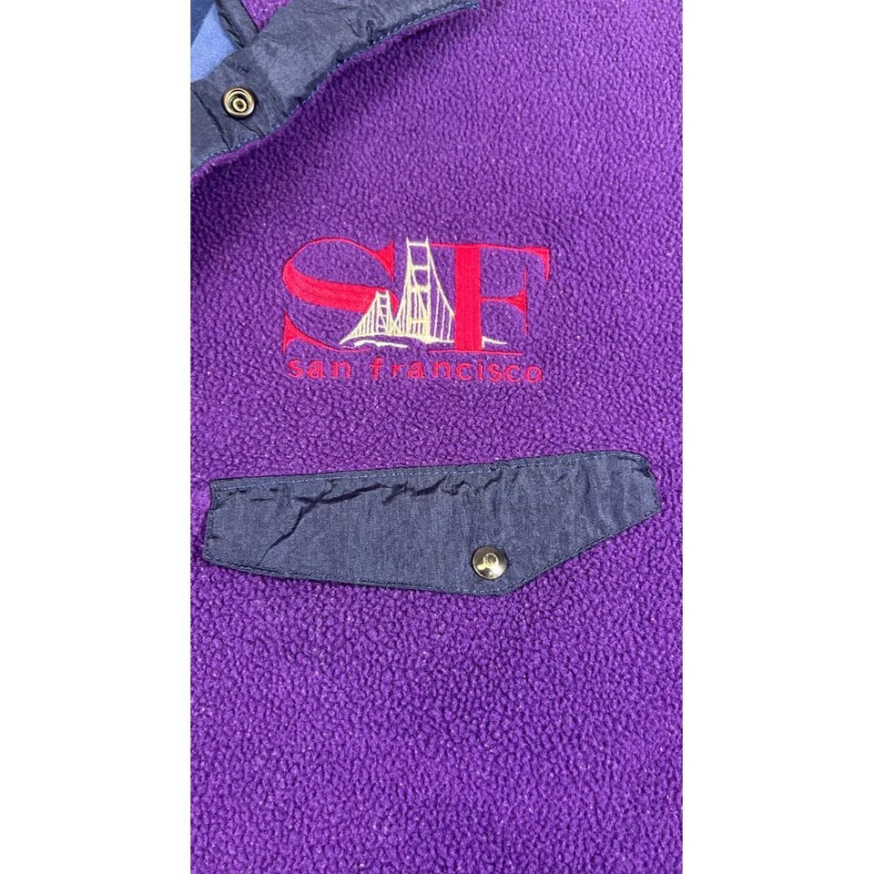 Pullover polar vintage Gros Ventre San Francisco púrpura azul marino cuello a presión talla S Foto 2 de 4