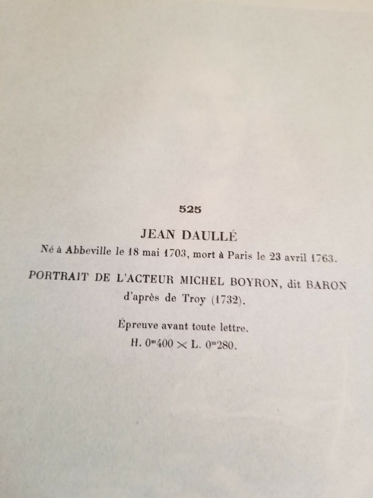 17.5" x 12.5" VTG ETCHING PRINT.PORTRAIT OF ACTOR MICHEL BOYRON BY DAULLE