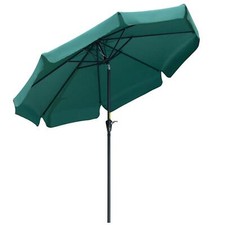 Image of Outsunny 2.7m Patio Umbrella Garden Parasol with Crank, Ruffles, 8 Ribs, Green