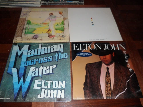 Lot of 4 - Elton John Breaking Hearts Madman Yellow Brick Vinyl Record Albums LP