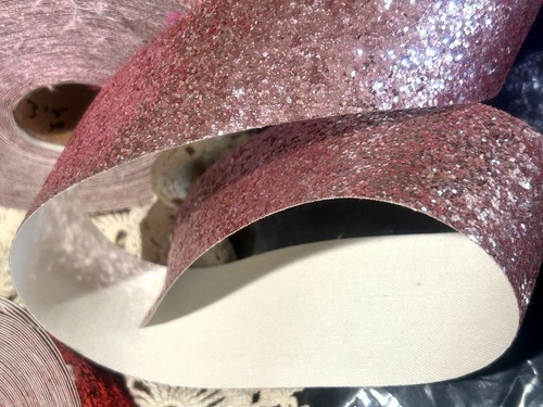 glitter on canvas 2" tape ribbon 2yds made in France - Picture 5 of 8