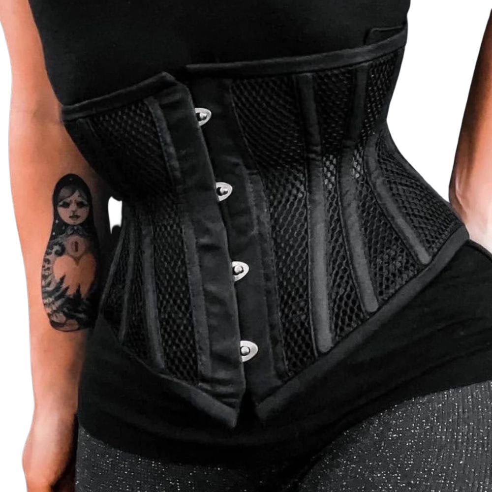 Mesh Corset Underbust Waspie Steel Boned Waist Trainer Corset Plus Size  Belt Top