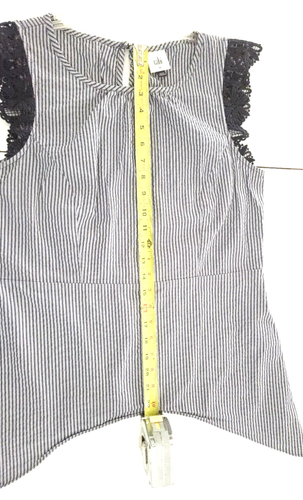 Cabi Navy & White Striped Sleeveless Lace Tunic Blouse – Medium Cotton Spandex - Picture 8 of 12