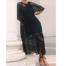 NWT RARE RHODE BELLE SHEER BLACK LACE  FULL LENGTH DRESS SIZE 2