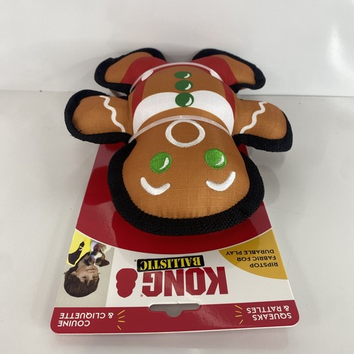 Kong Christmas Holiday Ballistic Gingerbread Man Dog Toy All Dog Sizes NWT - Picture 4 of 4