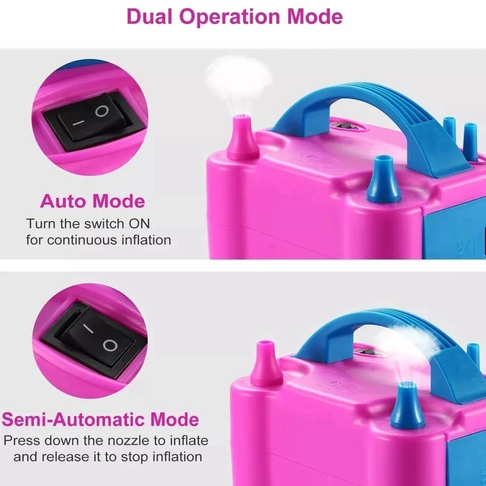 Soplador Inflador Bomba de Aire Globo Eléctrico Portátil 600W Doble Boquilla 13000PA Rosa Foto 2 de 4