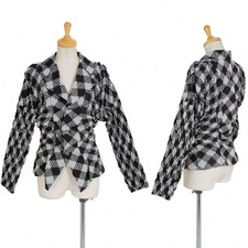 COMME des GAR ONS Blurred Check Shirring Design Jacket Gray Black Women's Size M