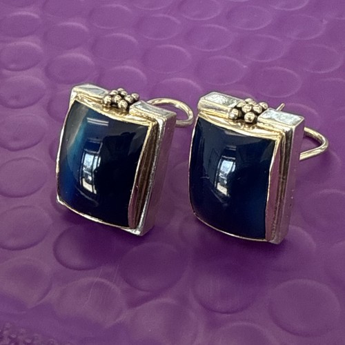 ❤️ Pendientes Michael Dawkins de calcedonia teñida de oro de ley y 14k (2474) - Imagen 7 de 7