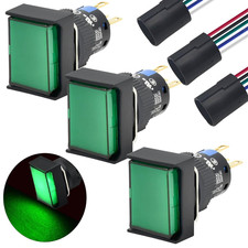 16Mm Rectangle Push Button Switch Momentary 12V DC LED Light 5/8" Mounting Hole