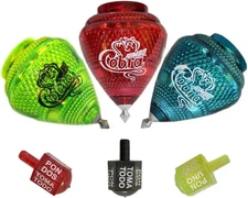 3 Pack Jumbo Cobra Spinning Top Set with 3 Assorted Color Toma Todo Mexican Trad