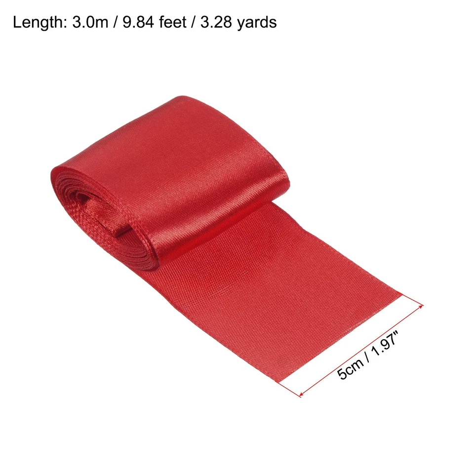 2pcs 5cmx3m Finish Line Satin Ribbon Poly Tape Athletic Sprint Run Race Belt Red - Image 2 of 4