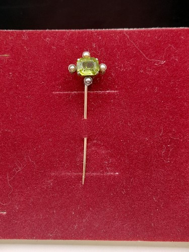 Antique Gold Stick Pin / Tie Pin with seed pearls and paradot?