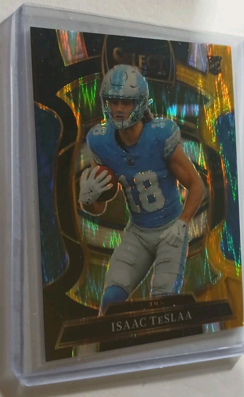 2025 Panini Select BLACK & GOLD PRIZM SHOCK Isaac Teslaa RC Detroit Lions #70