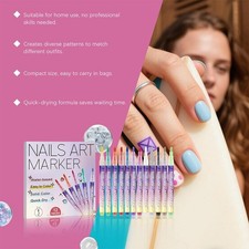 12 Colors Nail Art Pens Set Nail Polish Pens Nail Art Graffiti Marker D2A8
