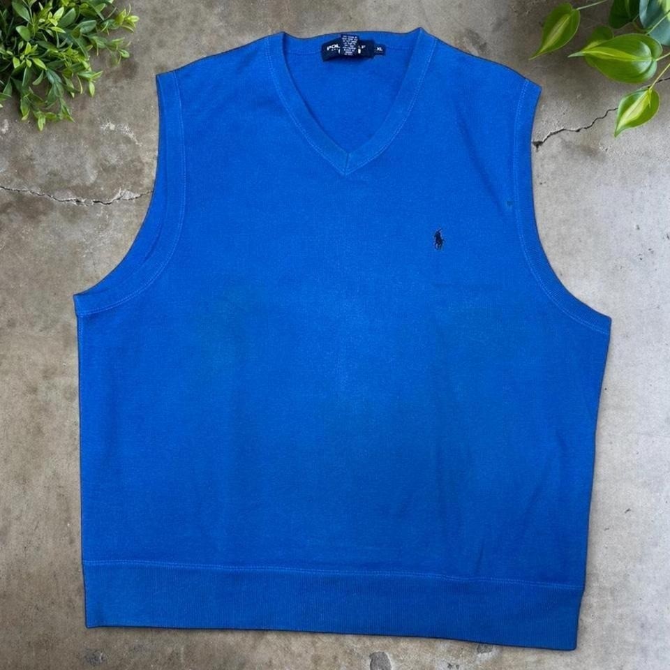 Vintage 90s Blue Polo sport Ralph Lauren sweater vest size XL