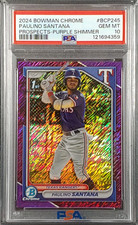PAULINO SANTANA 2024 Bowman Chrome M/B PURPLE REFRACTOR /250 1st PSA 10 GEM MT