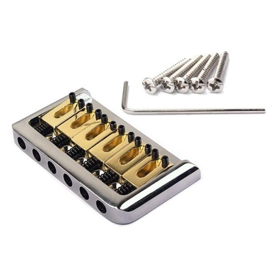 #ad #ad Hardtail Fixed Guitar Bridge Brass Saddles 6 String Chrome $19.76