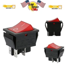 1-Pack Snap-In Rocker Switch - 16A 250VAC with Red LED for Household Devices