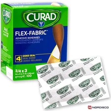 Curad NON25650 Flex-Fabric Adhesive Bandages 3/4 x 3", Box of 100