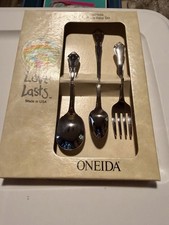 Vtg 1990 Oneida Chateau 3 Piece Baby Set Stainless Flatware New In Box