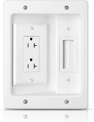 Wall Cable Concealer Kit, in Wall Cable Management Kit for TV, Recessed Outlet w