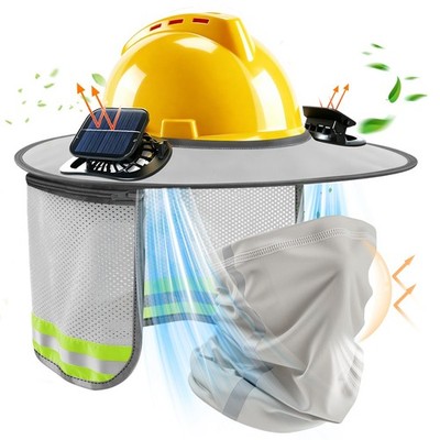 Hard Hat Sun Shade, Hard Hat Visor Full Brim with Solar Fan, High Visibility ...
