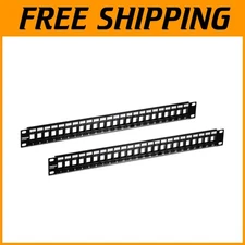 Metal Rackmount 24-Port Blank Keystone Patch Panels, 2-Pack