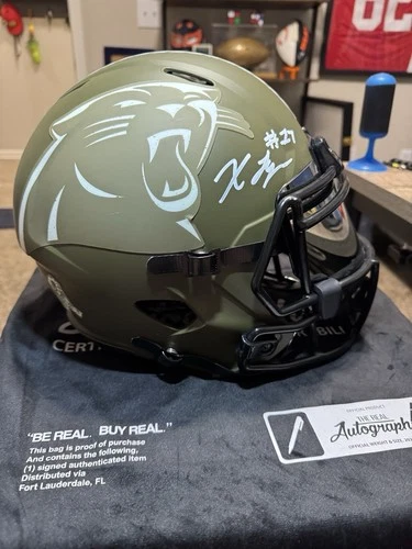 Carolina Panthers Salute to Service Autographed Helmet BAS Authenticated.