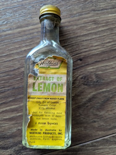Vintage Glass Bottle Watkins Extract of Lemon J. R. Watkins Co