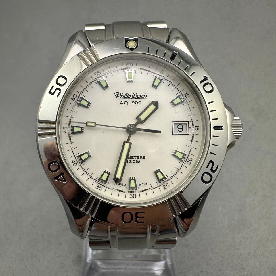 Philip Watch AQ 900 quarzo 40mm 10ATM 1998 full set Swiss Made - Immagine 2 di 4