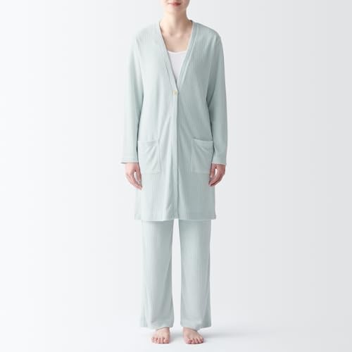 MUJI Women's Pile Rib Long Cardigan FD1JTA4S Light Blue Women's S - Picture 2 of 8