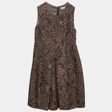 Dolce Gabbana Kids Burgundy Floral Brocade Pleated Dress 6 Yrs