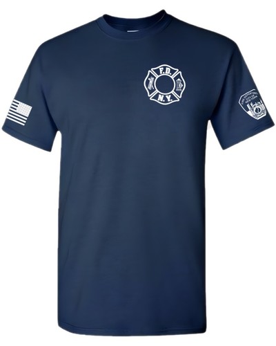 3XL - FDNY Flag Letters - Job Style Variant - Tee Shirt - Red White & Blue - Picture 2 of 2
