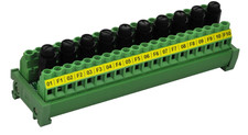 DIN Rail Mount 20 Position Screw Terminal Block Distribution Module with 10 Chan