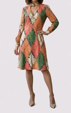 Gucci Multicolor Rhombus Print Silk Pleated Sleeves Mini Dress Authentic w/COA