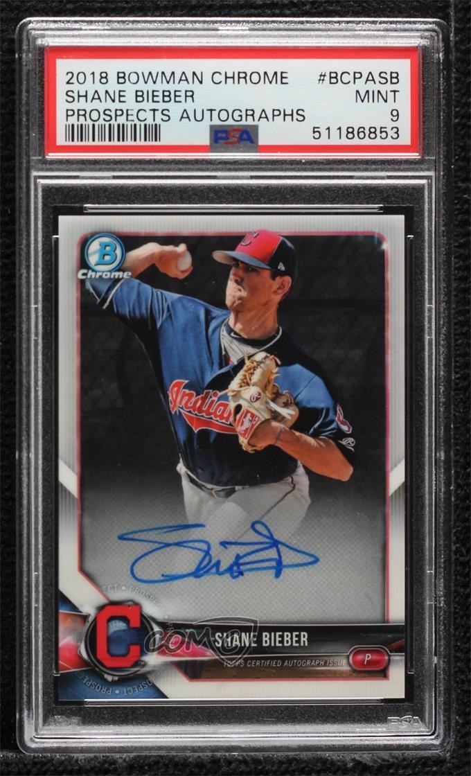2018 Bowman Chrome Prospect Shane Bieber #BCPA-SB PSA 9 MINT Rookie Auto RC