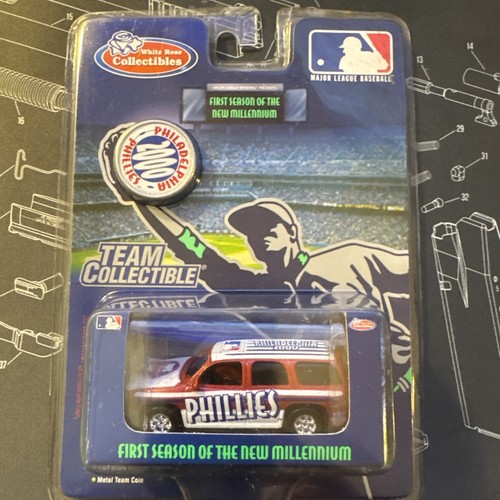 Philadelphia Phillies MLB Druckguss Auto & Münze - White Rose Sammlerstücke 2000 Neu