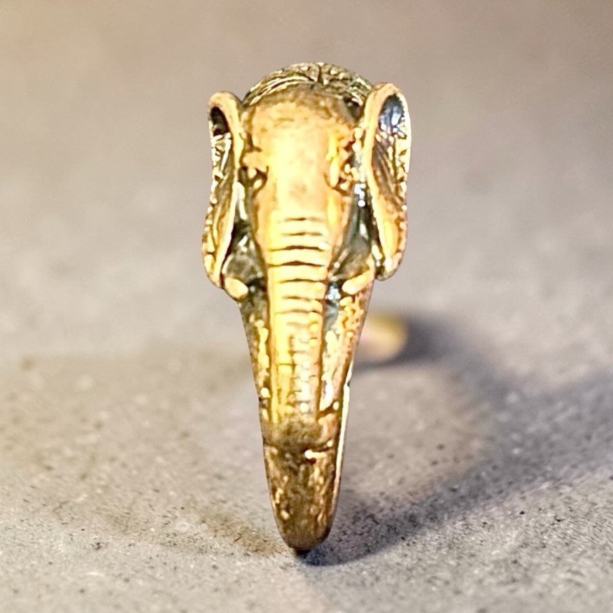 Solid Brass Elephant Ring Hand Engraved Boho Indi… - image 5