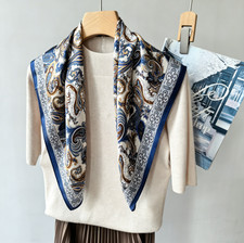 100 Silk Mulberry 27'' Bandanna Scarf Shawl Kerchief Square cashew print Wrap