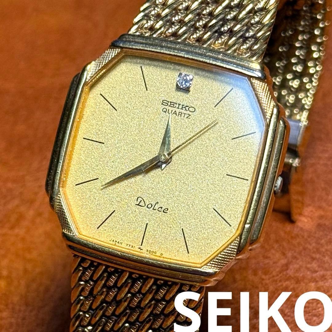 Diamond Ladies Vintage Watch Seiko Quartz Used 7731-5000 Gold 1989 Square Dolce - VintageWatches.PK Diamond Ladies Vintage Watch Seiko Quartz Used 7731-5000 Gold 1989 Square Dolce - vintagewatches.pk